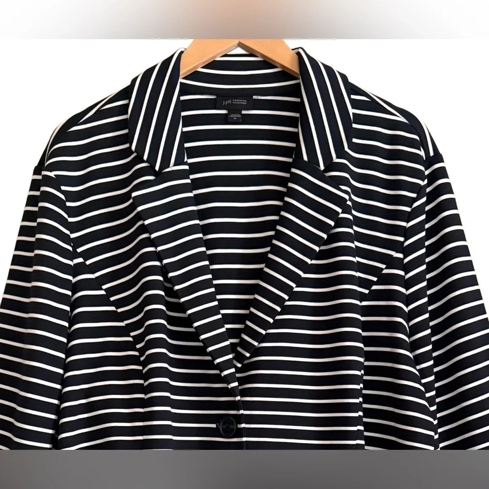J. JILL Wearever Preppy Business Casual Stretchy Unstructured Striped Blazer 2X